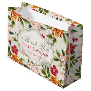 Thank You - Personalized Elegant Stylish Floral Large Gift Bag by ZeraDesign at Zazzle