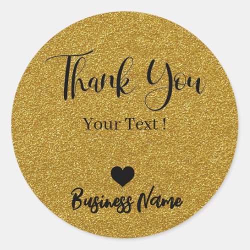 Thank You Personalized Gold  Classic Round Sticker