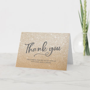 Thank you personalized greeting card gold glitter