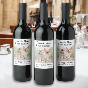 Thank You Personalized Pet Photo Dog Wedding Wine Label