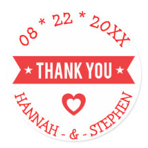 Thank You Personalized Red And White Wedding