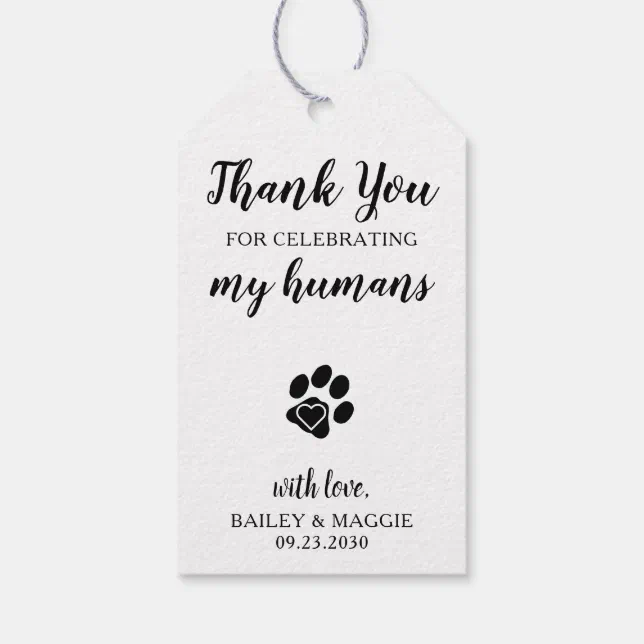 Thank You Pet Biscuit Bar Dog Treat Wedding Favor Gift Tags | Zazzle