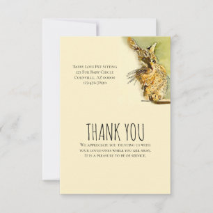 Thank You Pet Care Small Business Tabby Watercolor Note Card