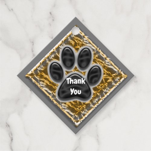 Thank You Pet Caregiver Gold Silver Paw Print Favor Tags