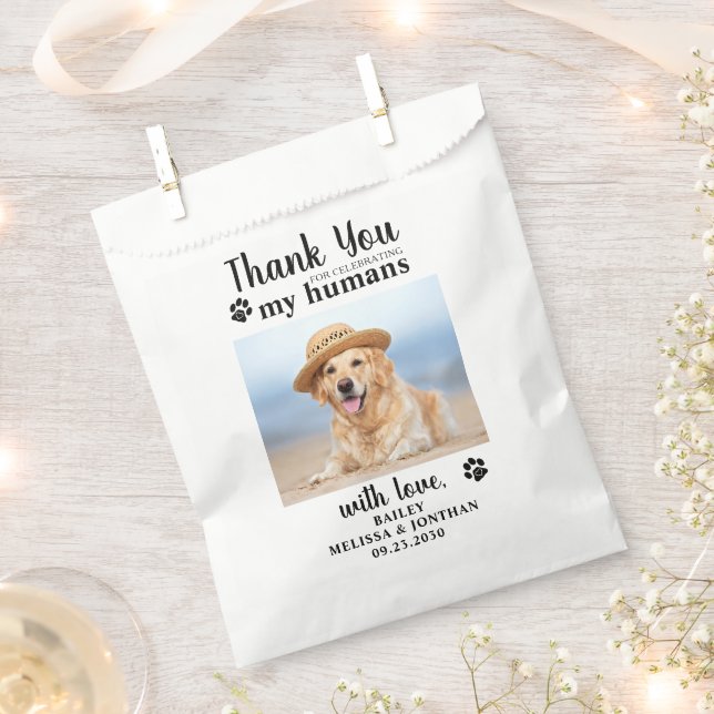 Thank You Pet Photo Dog Treat Wedding Doggie Favor Bag (Clipped)