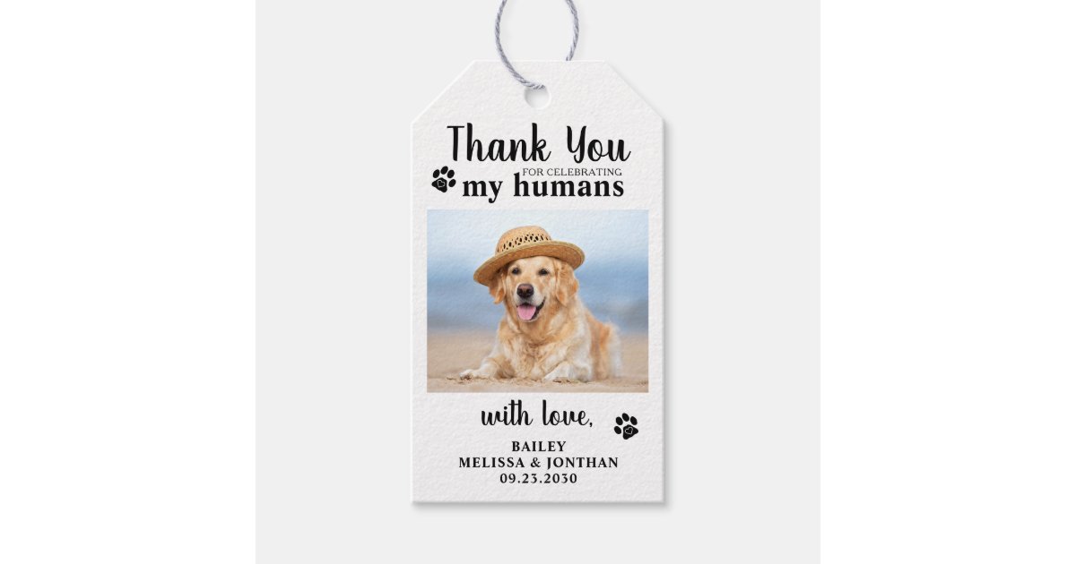 Thank You Pet Photo Dog Wedding Favors Gift Tags | Zazzle