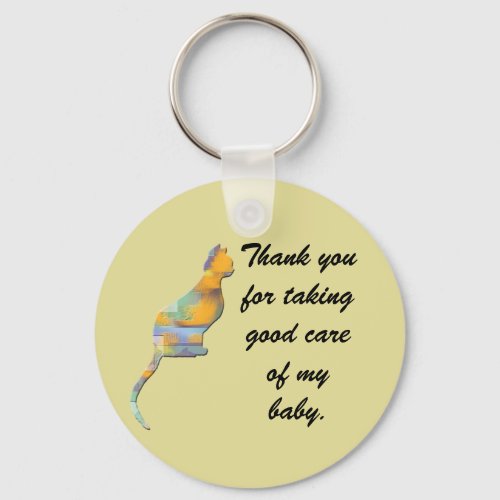 Thank You Pet Sitter Animal Lover Color Block Cat Keychain