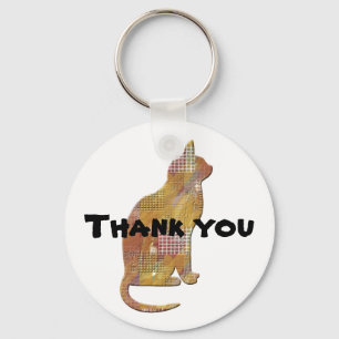 Thank You Pet Sitter Animal Lover Patchwork Cat Keychain