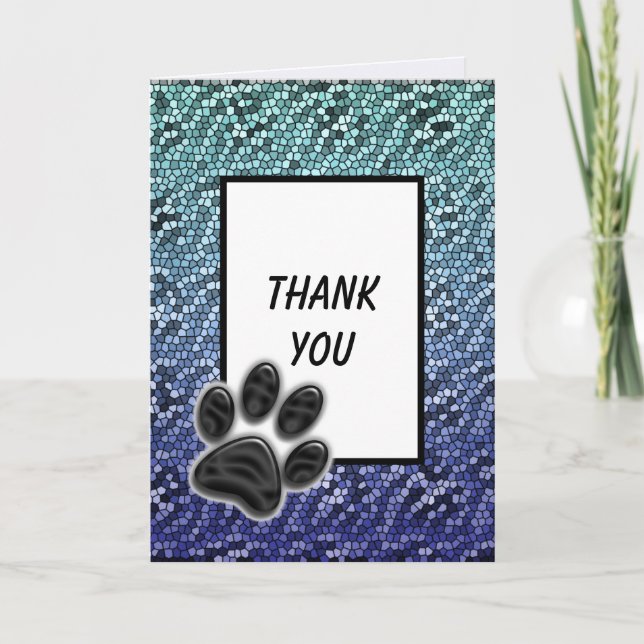 Thank You Pet Sitter Blue Mosaic Tile Paw Print (Front)