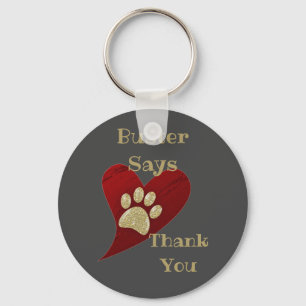 Thank You Pet Sitter Dog Walker Paw Print Thanks Keychain