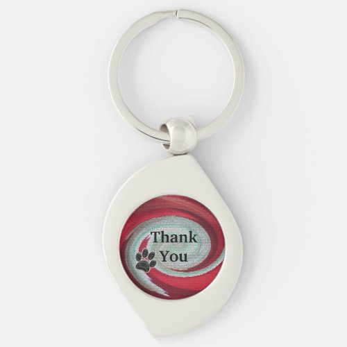 Thank You Pet Sitter Dog Walker Red Swirl Keychain