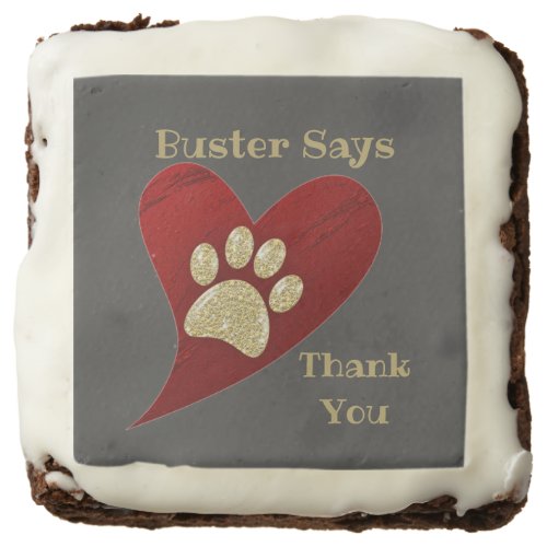 Thank You Pet Sitter Gold Paw Print Appreciation Brownie