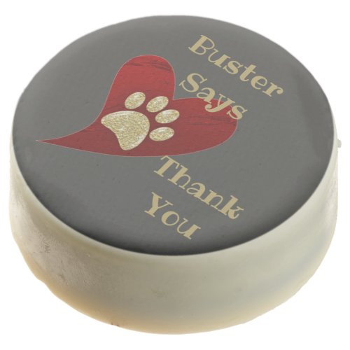Thank You Pet Sitter Gold Paw Print Appreciation Chocolate Covered Oreo