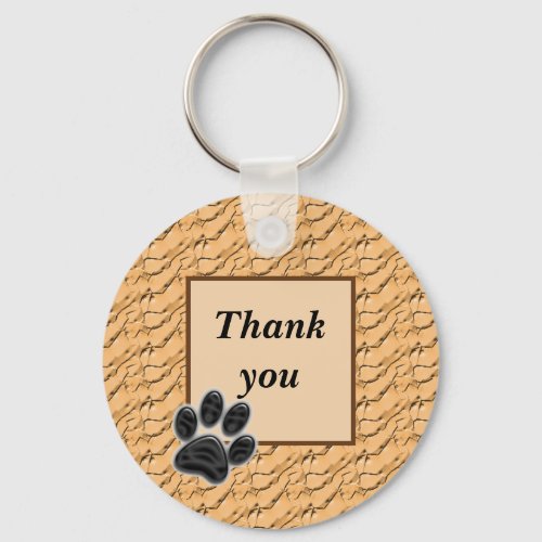 Thank You Pet Sitter Paw Print Light Brown Keychain