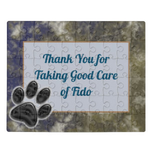 Thank You Pet Sitter Unique Abstract Black Paw Jigsaw Puzzle