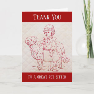 Thank You Pet Sitter Vintage Embroidery of Dog