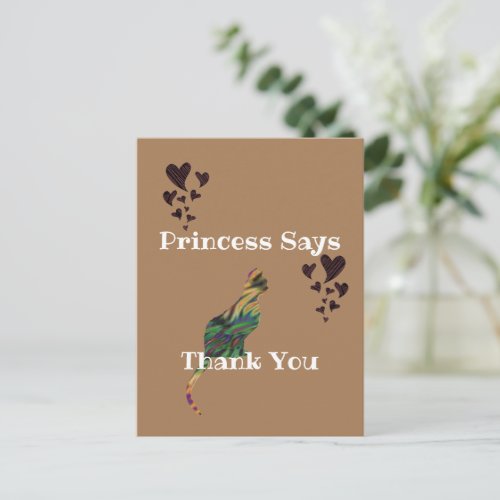 Thank You Pet Sitting Cat Red Hearts Appreciation Postcard