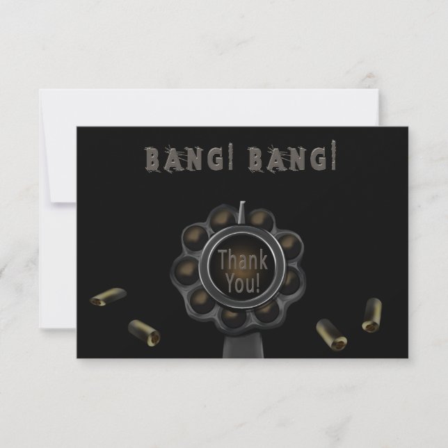Thank You Pewter Gun Barrel Invitation (Front)