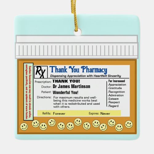 Thank You Pharmacy Ceramic Ornament