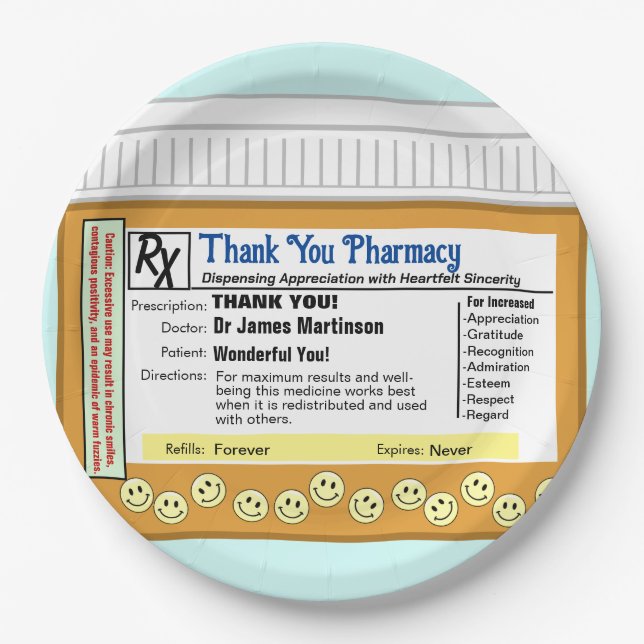 Thank You Pharmacy Paper Plates (Front)