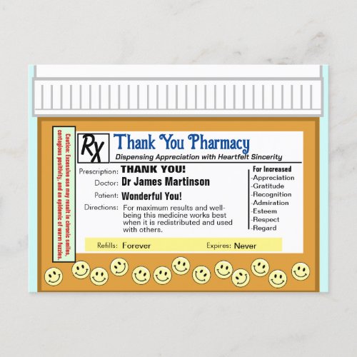 Thank You Pharmacy Postcard