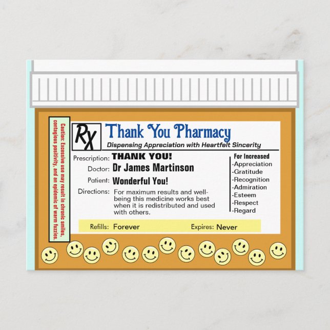 Thank You Pharmacy Postcard (Front)