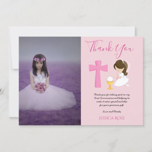 THANK YOU PHOTO 1st Communion _ GIRL PINK