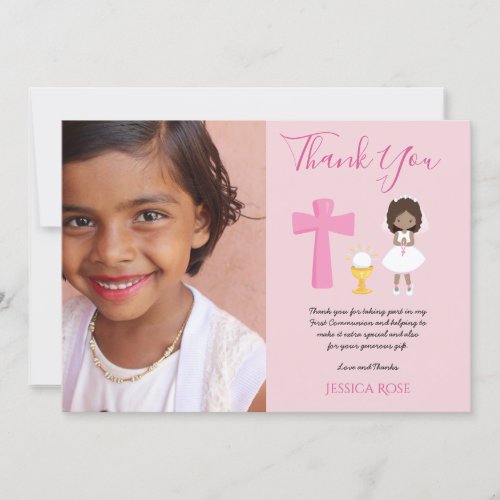 THANK YOU PHOTO 1st Communion _ GIRL PINK