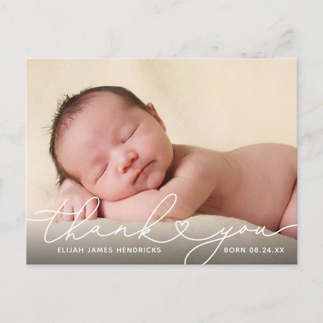 Thank You Photo Baby Announcement Postcard (Front)
