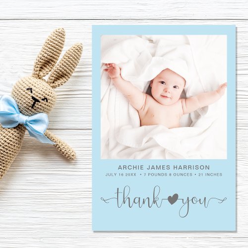 Thank You Photo Baby Boy Birth Announcement