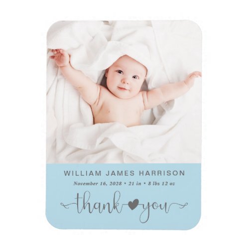 Thank You Photo Blue Boy Birth Announcement Magnet