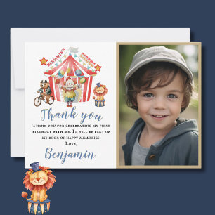 Thank You Photo Boy Circus Carnival Theme Birthday Card
