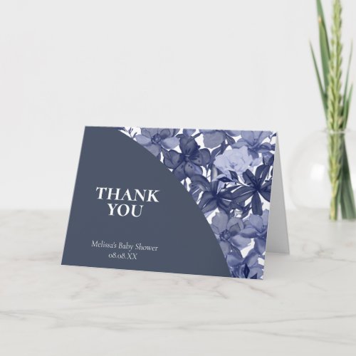 Thank You Photo Card Arch Navy Blue Floral