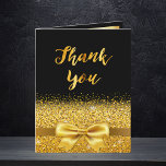 Thank you photo card birthday gold bow black