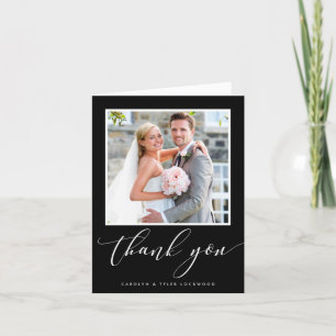 THANK YOU PHOTO CARD elegant wedding black