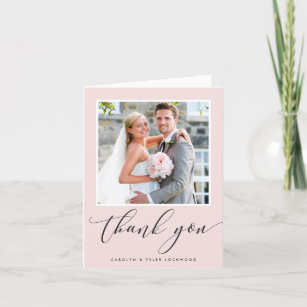 THANK YOU PHOTO CARD elegant wedding pale pink