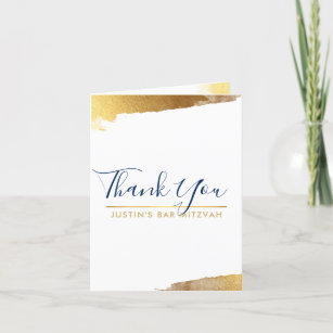 THANK YOU PHOTO CARD gilded gold navy script