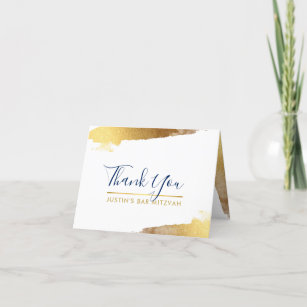 THANK YOU PHOTO CARD gilded gold navy script