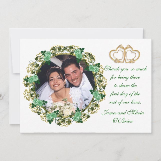 Thank you photo card Irish rose (Front)