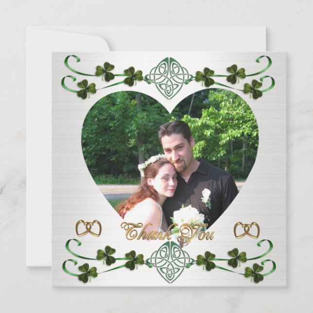 Thank you photo card Irish wedding Unity knot (Front)