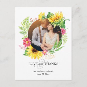 Thank You Photo Card With Sunflower Frame by LangDesignShop at Zazzle
