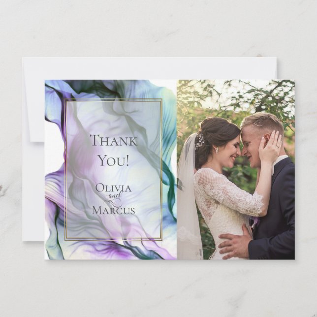 THANK YOU |  PHOTO FRAME Deep Plum Purple Abstract Card (Front)