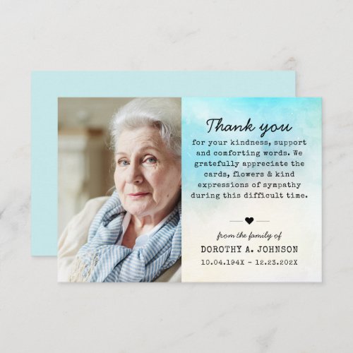 Thank You Photo Funeral Sympathy Grief Loss Card