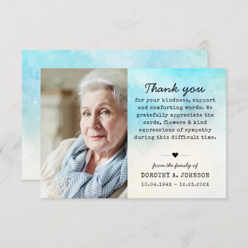 Thank You Photo Funeral Sympathy Grief Loss Card