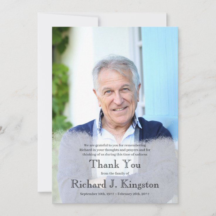 Thank You Photo Overlay Custom Funeral Card | Zazzle