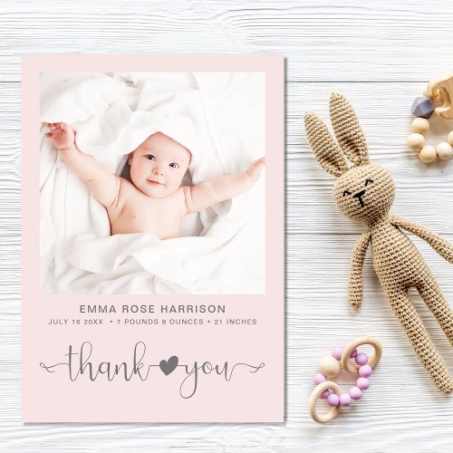 Thank You Photo Pink Girl Birth Announcement
