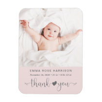 Thank You Photo Pink Girl Birth Announcement Magnet