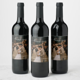 Thank You Photo Script Wedding Favor Wine Label