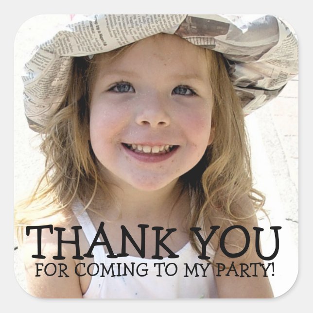Thank You Photo Sticker for Kids Party (Front)