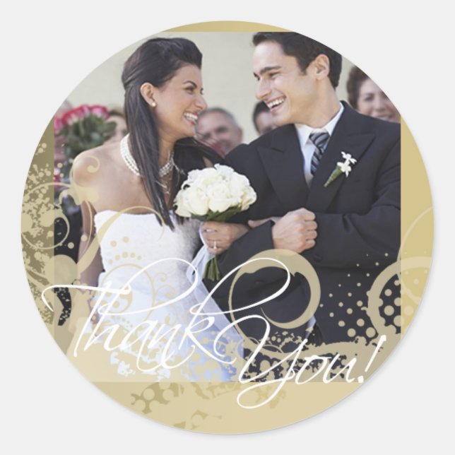 Thank You Photo Sticker (Grungy Floral) (Front)
